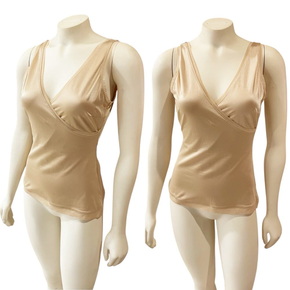 Spanx Fold Over Tank Shapewear Top Tan Beige Large
